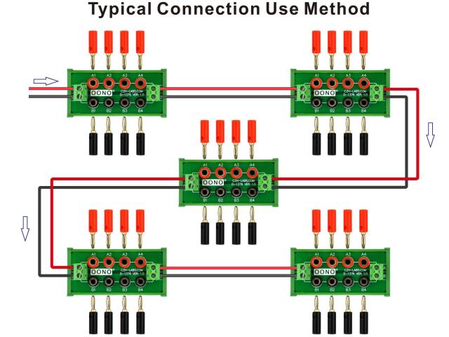 DIN Rail Mount 2 x 4 Position Banana Jack Distribution Module, DC Power ...