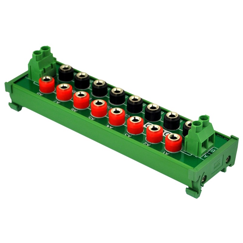 DIN Rail Mount 2 x 8 Position Banana Jack Distribution Module, DC Power ...