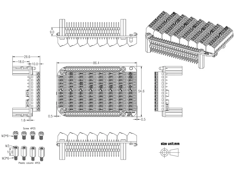 Screw Terminal Block Breakout Board Module for BeagleBone Black