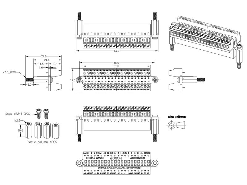 Ultra-Small RPi Pinout Terminal Block Breakout Board Module for Raspberry Pi
