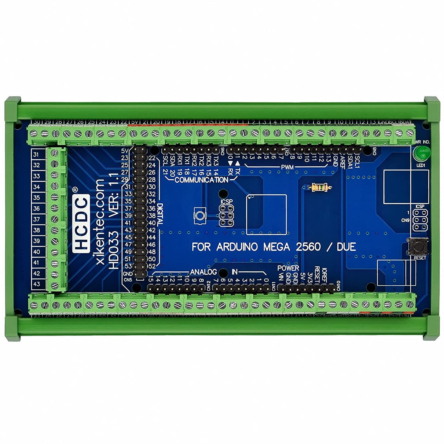 DIN Rail Mount Pinout Breakout Terminal Block Module for Arduino MEGA-2560 R3 / Due