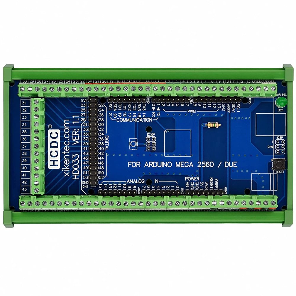 DIN Rail Mount Pinout Breakout Terminal Block Module for Arduino MEGA-2560 R3 / Due