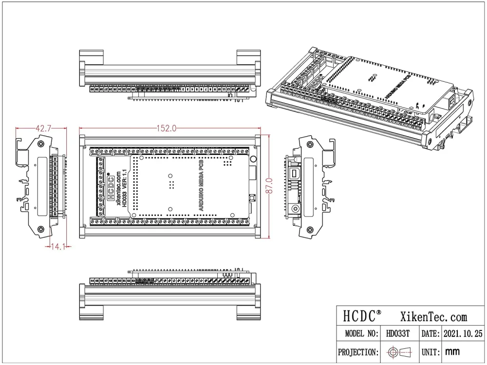 DIN Rail Mount Pinout Breakout Terminal Block Module for Arduino MEGA ...