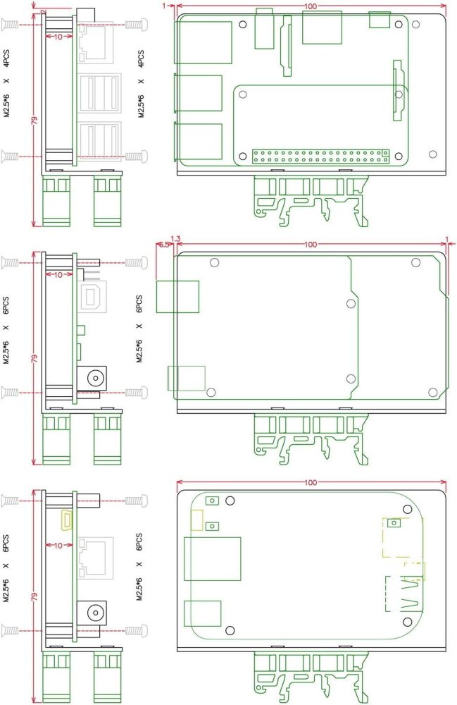 DIN Rail Mount Bracket for Raspberry Pi 1A+ 1B+ 2B 3B 3B+ 4B Zero, UNO Mega-2560 BeagleBone Black