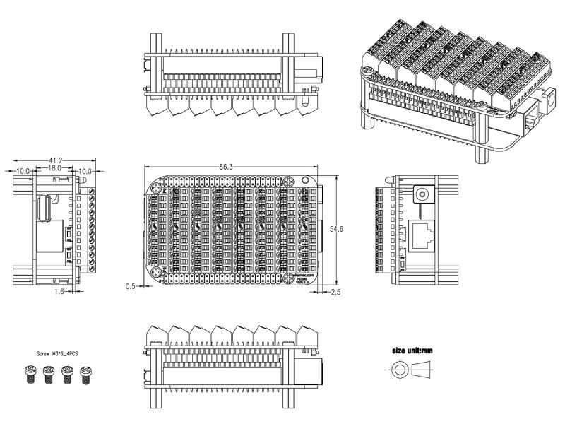 Screw Terminal Block Breakout Board Module for BeagleBone Black