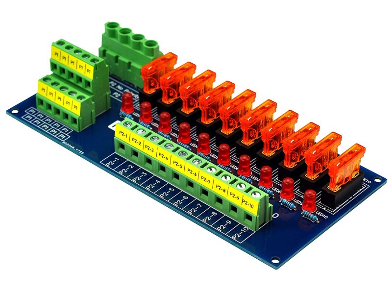 Screw Mount 10 Position Power Distribution Fuse Module Board, for 5 to 32V
