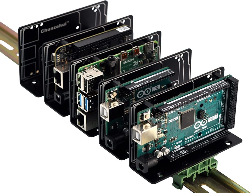 DIN Rail Mount Bracket for Raspberry Pi 1A+ 1B+ 2B 3B 3B+ 4B Zero, UNO Mega-2560 BeagleBone Black
