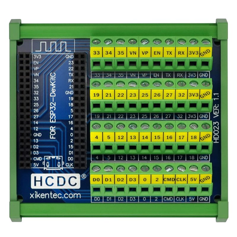 DIN Rail Mount Screw Terminal Block Breakout Module Board for ESP32-DevKitC