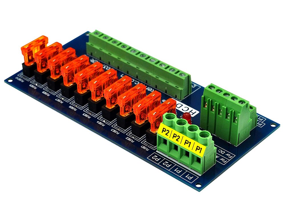 Screw Mount 10 Position Power Distribution Fuse Module Board, for 5 to 32V