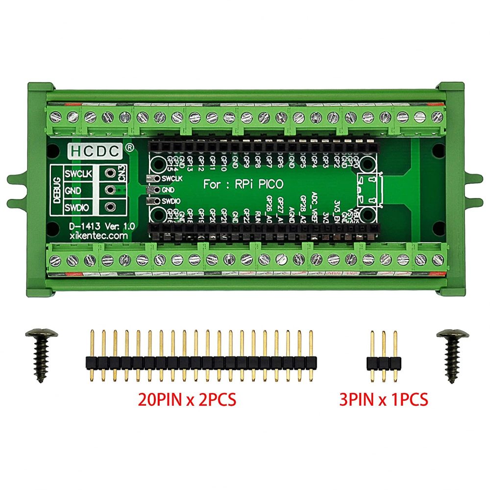 Terminal Block Breakout Module for Raspberry Pi Pico (Screw Mount)