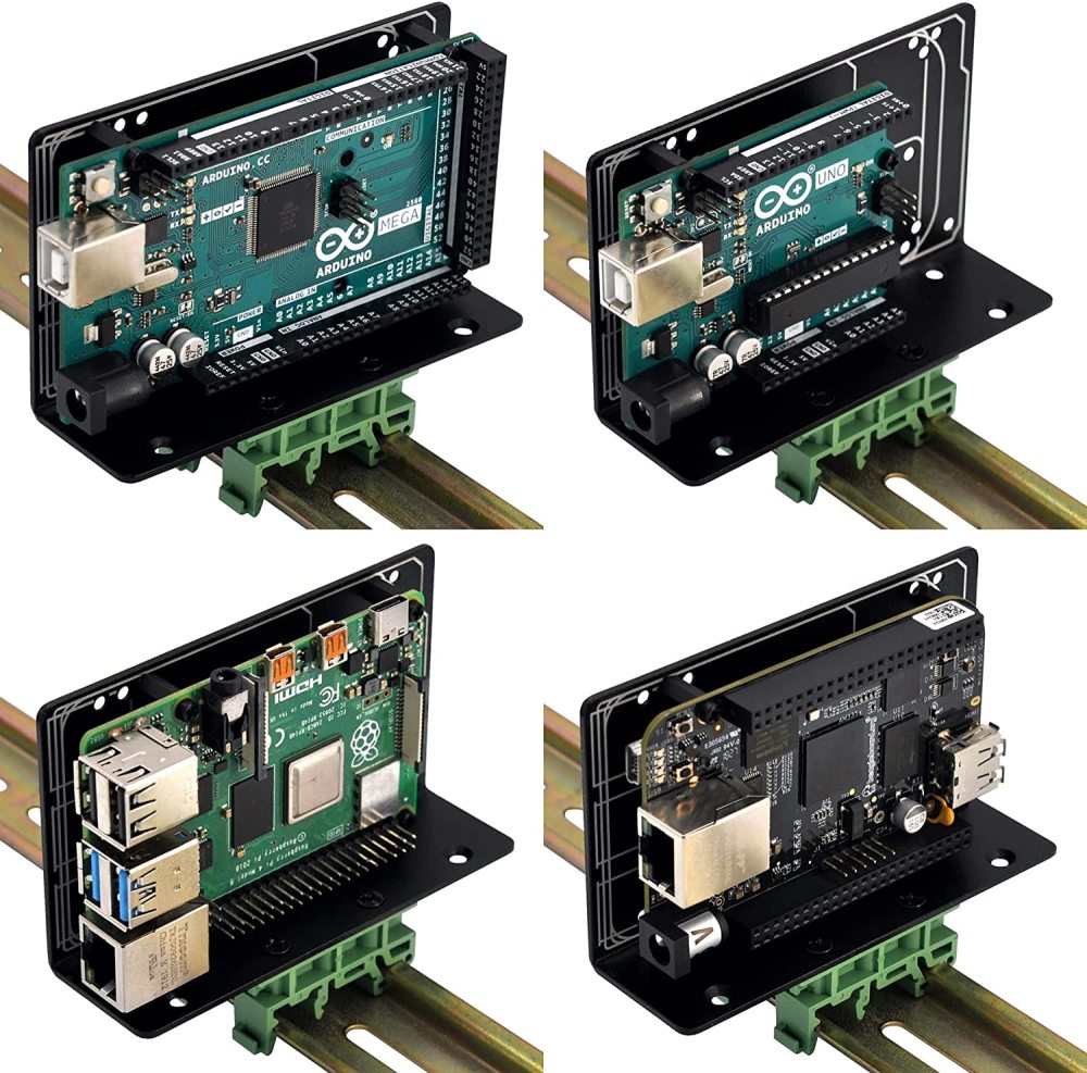 DIN Rail Mount Bracket for Raspberry Pi 1A+ 1B+ 2B 3B 3B+ 4B Zero, UNO Mega-2560 BeagleBone Black