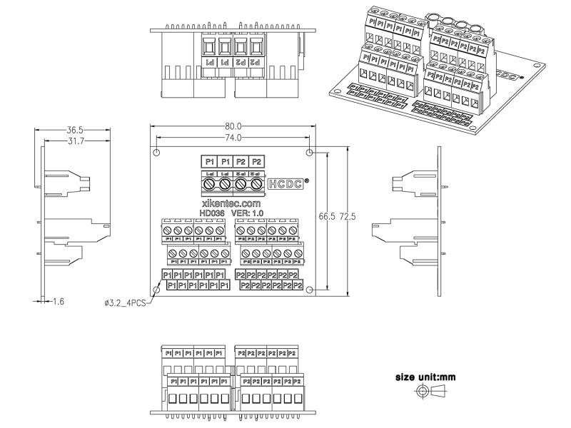 2x12 Position 40A 250V Screw Terminal Block Distribution Module Board