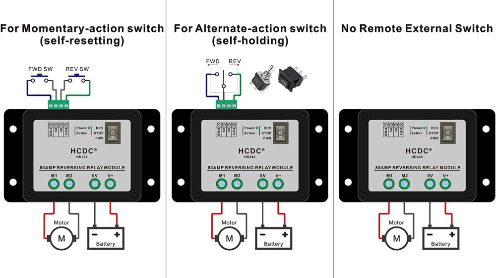 DC12V 80 Amp Forward and Reverse Relay Module for Motor/Linear Actuator, Reversing Relay Module
