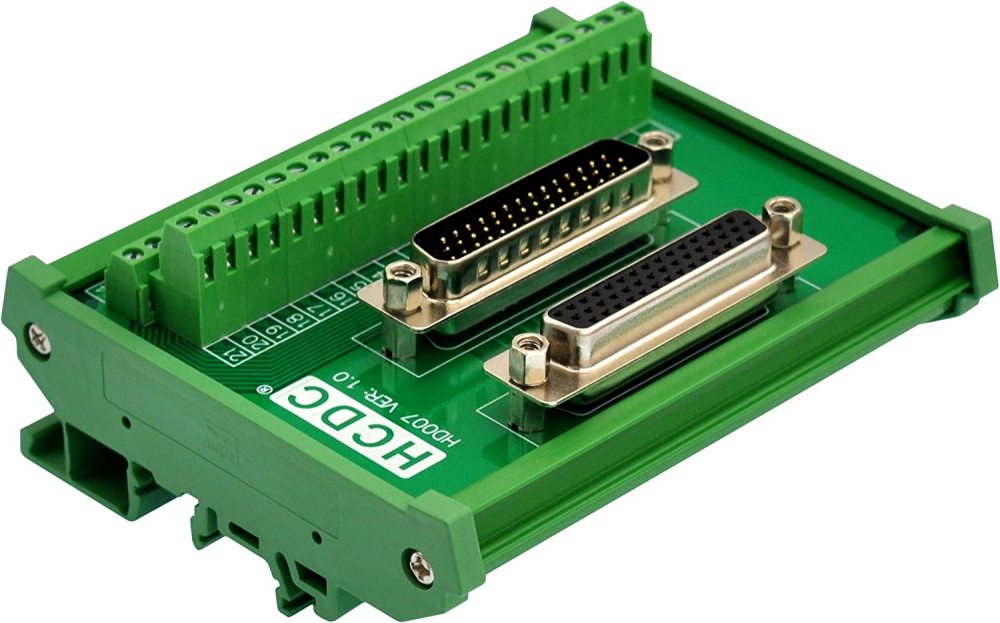 DIN Rail Mount D-SUB Male-Female Interface Module Terminal Block Breakout Board (DB44HD)