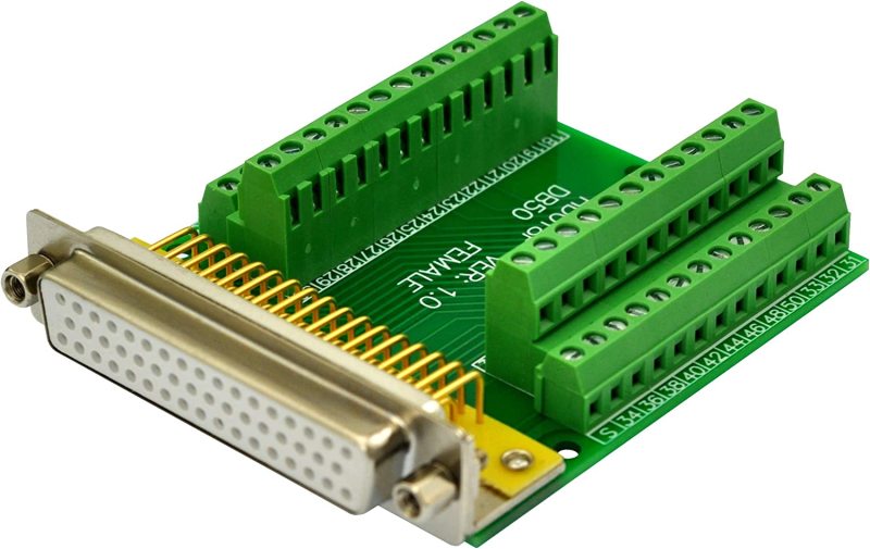 Slim Right Angle D-SUB Header Breakout Board Terminal Block DSUB Connector Module (DB50 Female)