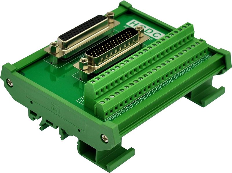 DIN Rail Mount D-SUB Male-Female Interface Module Terminal Block Breakout Board (DB44HD)