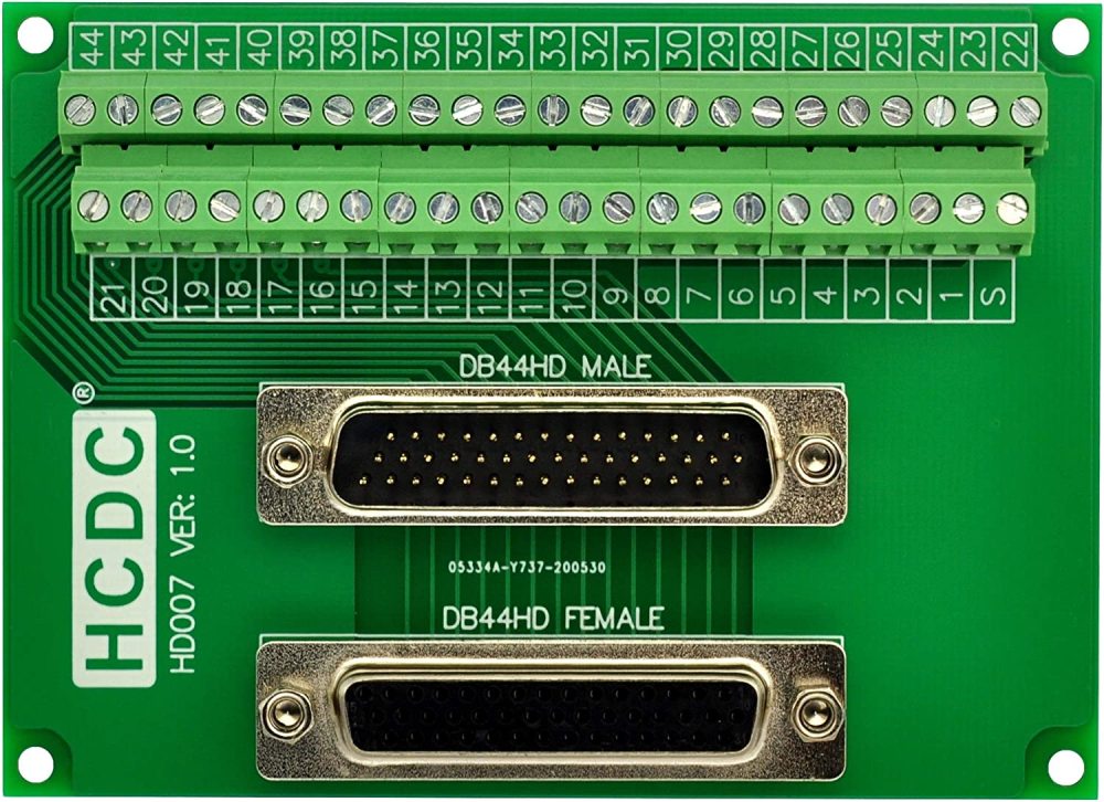 D-SUB Male-Female Breakout Board Terminal Block Interface Module (DB44HD)