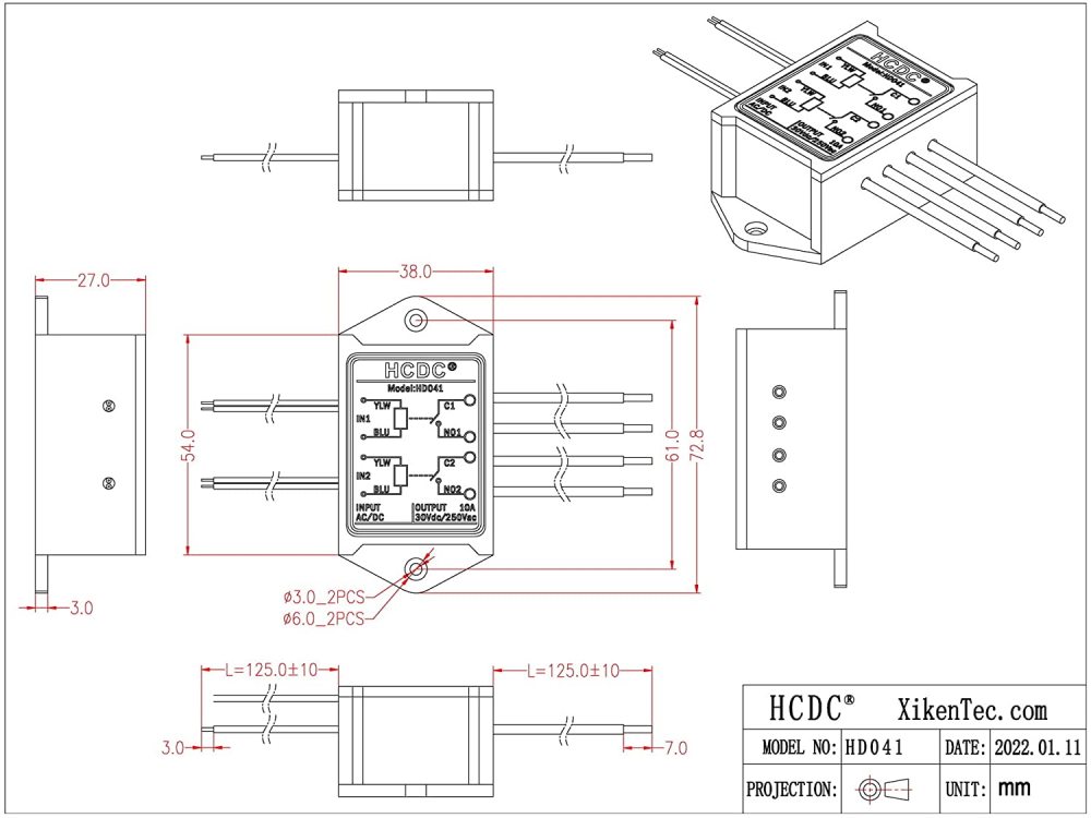 Dual SPST-NO 10 Amp Power Relay Module (AC/DC 5V)