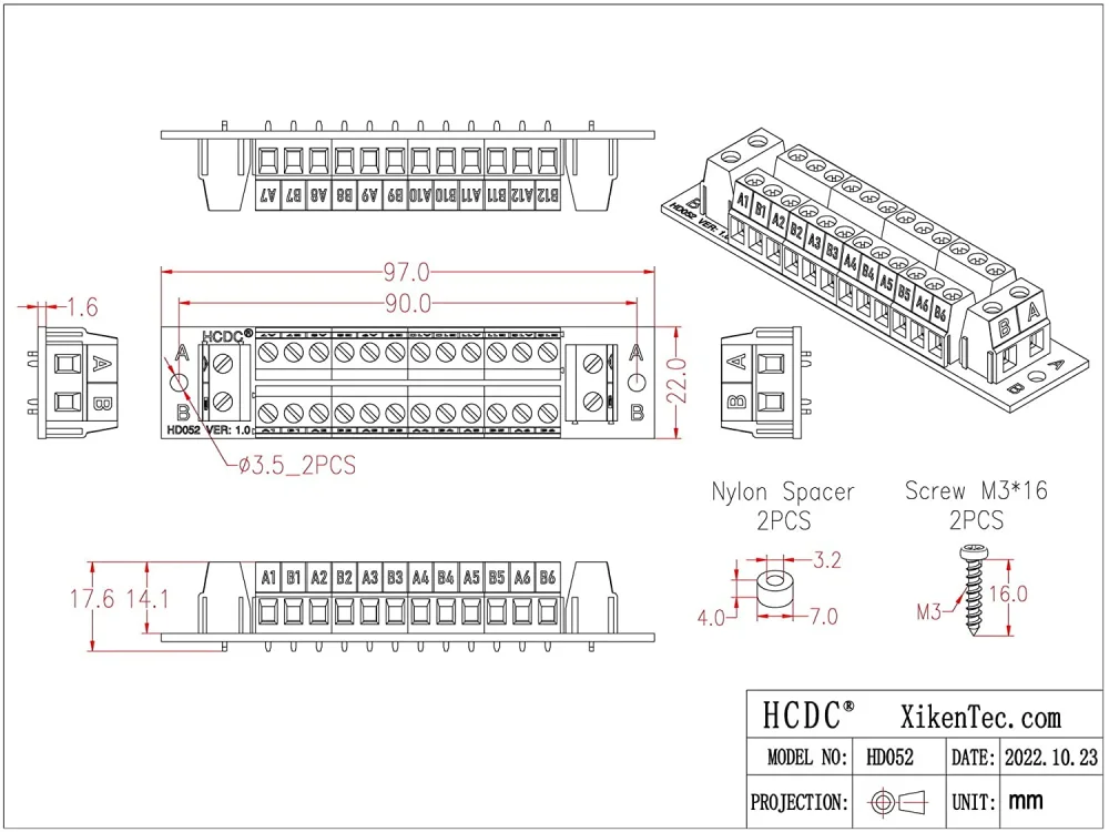 Stvs Position Module 16 Amp 2x12 Position Terminal Block Distribution Module for AC DC 48V max.