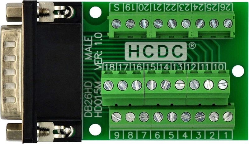 Slim Right Angle D-SUB Header Breakout Board Terminal Block DSUB Connector Module (DB26HD Male)