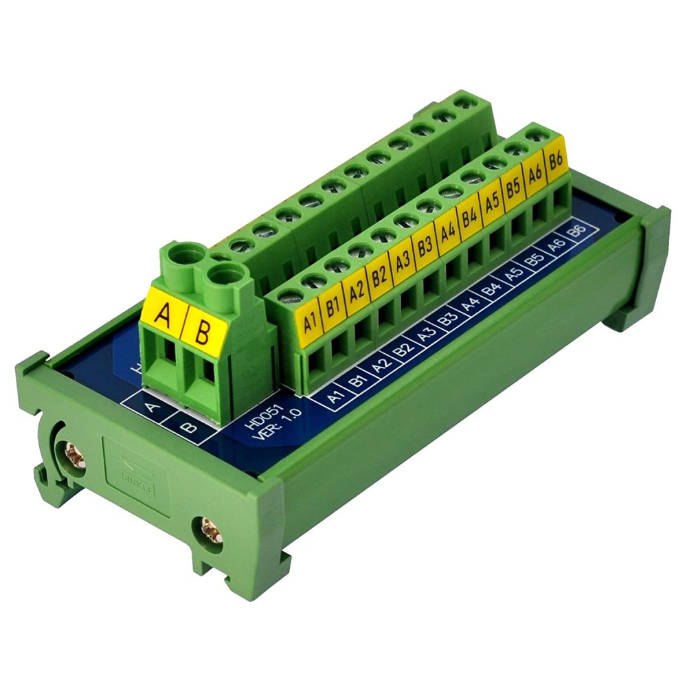 DIN Rail Mount 30Amp 48V 2x12 Position Screw Terminal Block Distribution Module
