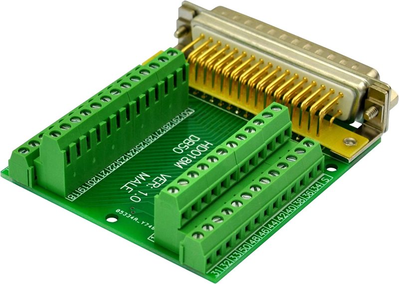 Slim Right Angle D-SUB Header Breakout Board Terminal Block DSUB Connector Module (DB50 Male)