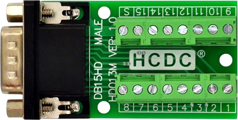 Slim Right Angle D-SUB Header Breakout Board Terminal Block DSUB Connector Module (DB15HD Male)