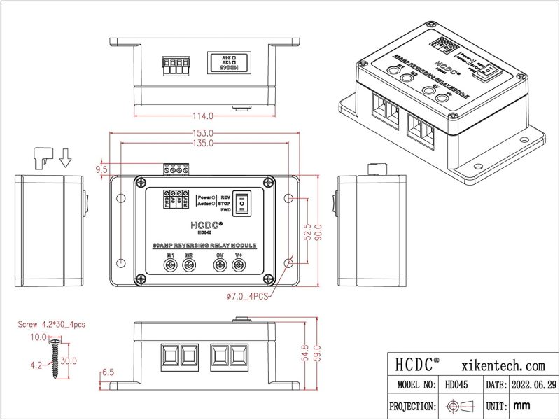 DC24V 80 Amp Forward and Reverse Relay Module for Motor/Linear Actuator, Reversing Relay Module