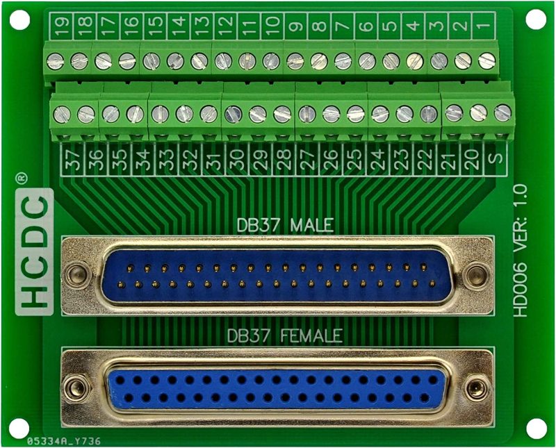D-SUB Male-Female Breakout Board Terminal Block Interface Module (DB37)