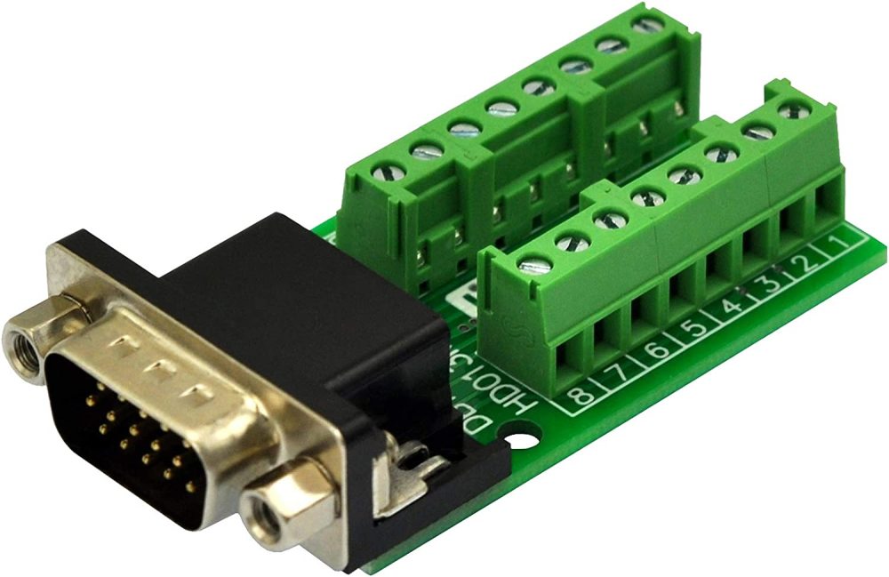 Slim Right Angle D-SUB Header Breakout Board Terminal Block DSUB Connector Module (DB15HD Male)