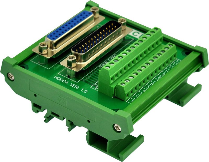 DIN Rail Mount D-SUB Male-Female Interface Module Terminal Block Breakout Board (DB25)