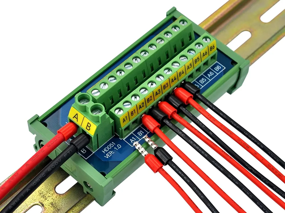 DIN Rail Mount 30Amp 48V 2x12 Position Screw Terminal Block ...