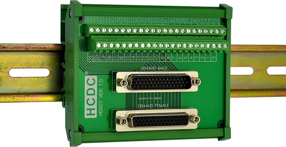 DIN Rail Mount D-SUB Male-Female Interface Module Terminal Block Breakout Board (DB44HD)