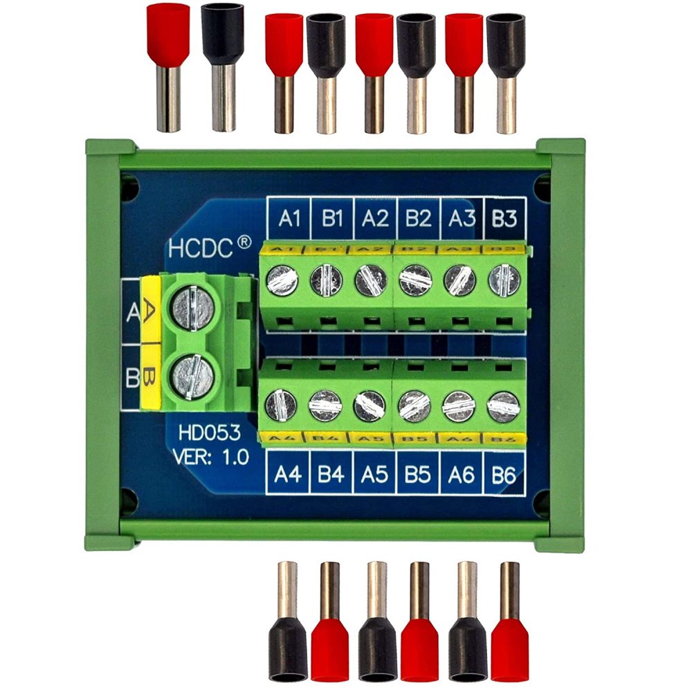 DIN Rail Mount 30Amp 48V 2x6 Position Screw Terminal Block Distribution Module