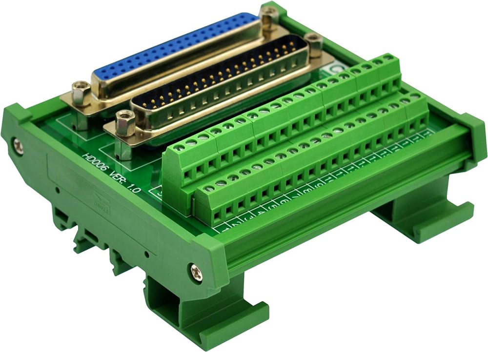 DIN Rail Mount D-SUB Male-Female Interface Module Terminal Block Breakout Board (DB37)
