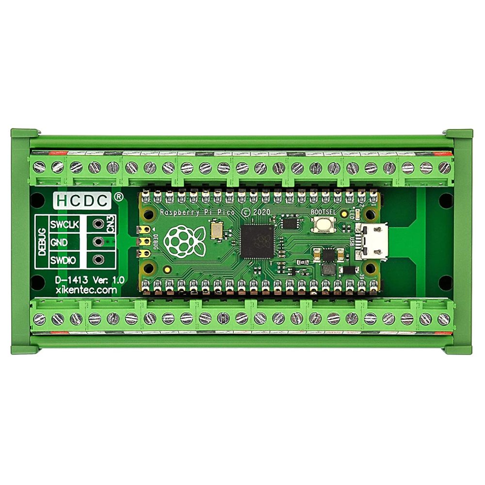 Terminal Block Breakout Module for Raspberry Pi Pico (DIN Rail Mount)