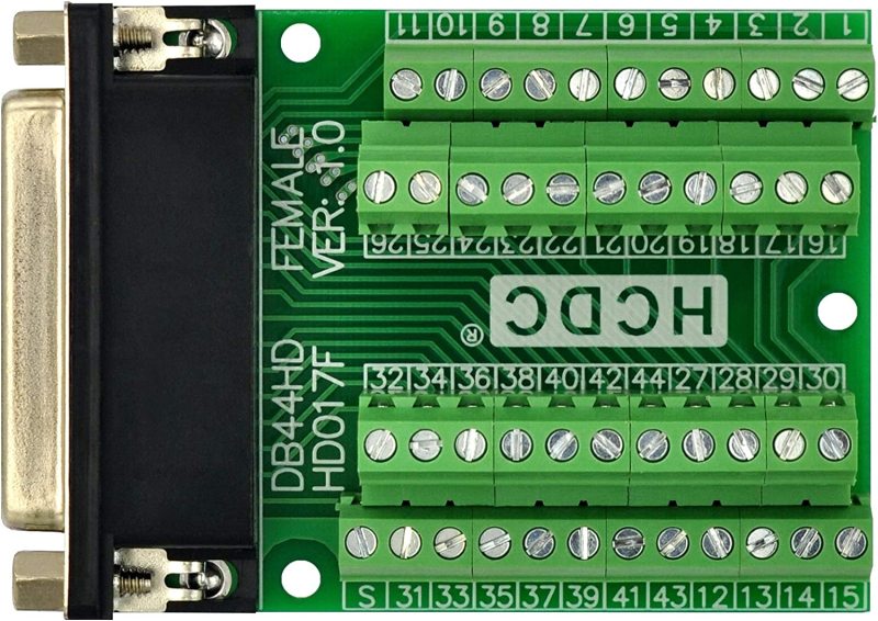 Slim Right Angle D-SUB Header Breakout Board Terminal Block DSUB Connector Module (DB44HD Female)