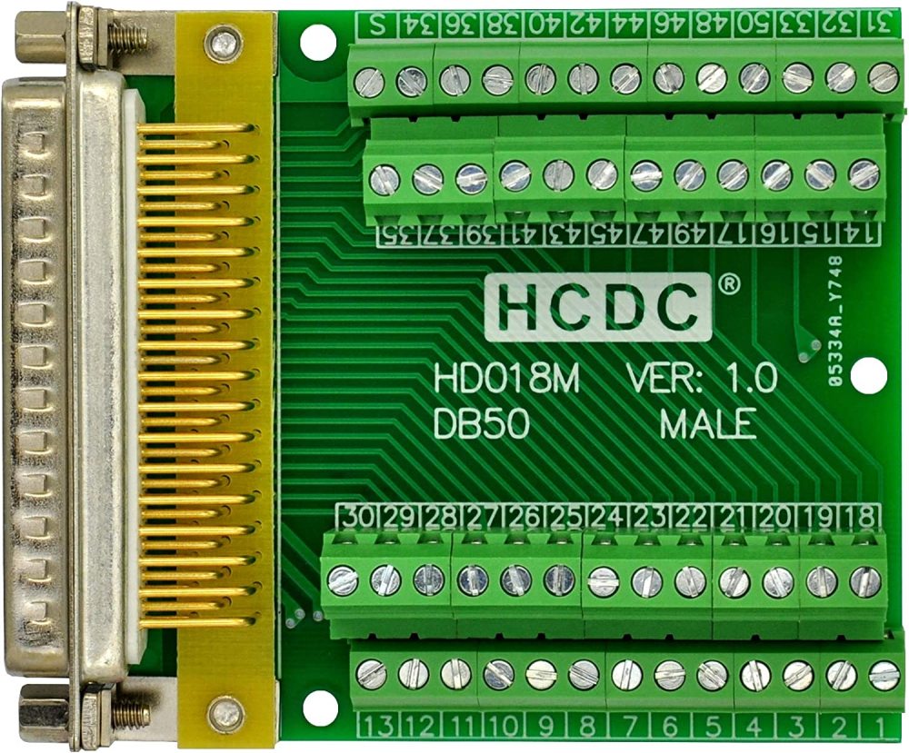 Slim Right Angle D-SUB Header Breakout Board Terminal Block DSUB Connector Module (DB50 Male)