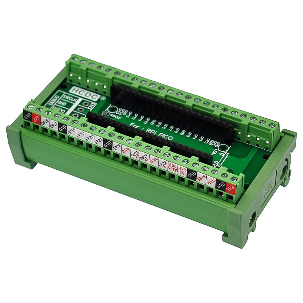 Terminal Block Breakout Module for Raspberry Pi Pico (DIN Rail Mount)