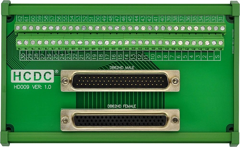 DIN Rail Mount D-SUB Male-Female Interface Module Terminal Block Breakout Board (DB62HD)