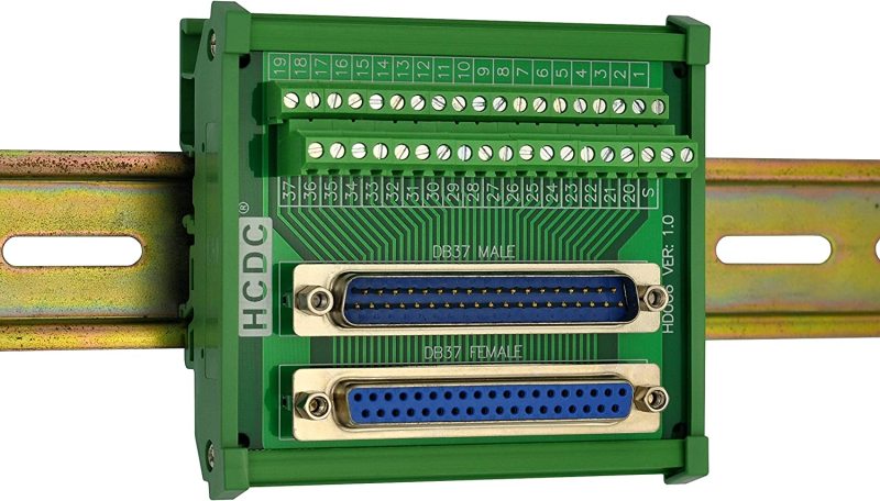 DIN Rail Mount D-SUB Male-Female Interface Module Terminal Block Breakout Board (DB37)