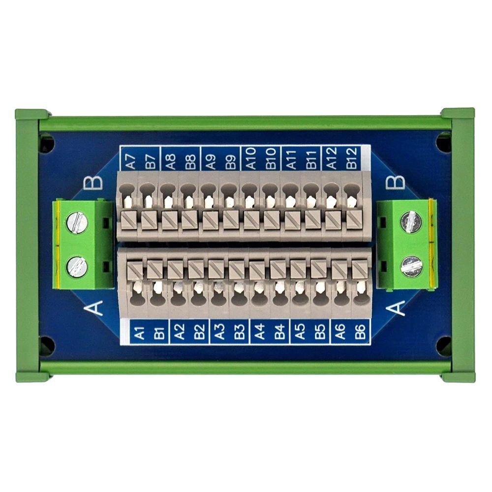 DIN Rail Mount 16Amp AC/DC 2x12 Position Terminal Block Distribution Module