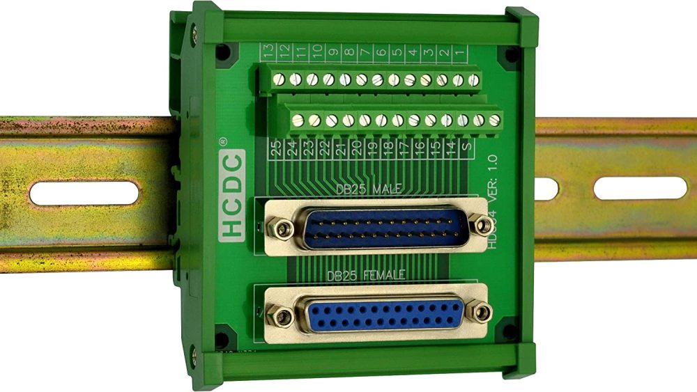 DIN Rail Mount D-SUB Male-Female Interface Module Terminal Block Breakout Board (DB25)