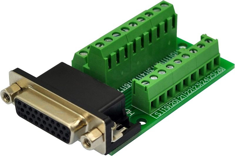 Slim Right Angle D-SUB Header Breakout Board Terminal Block DSUB Connector Module (DB26HD Female)