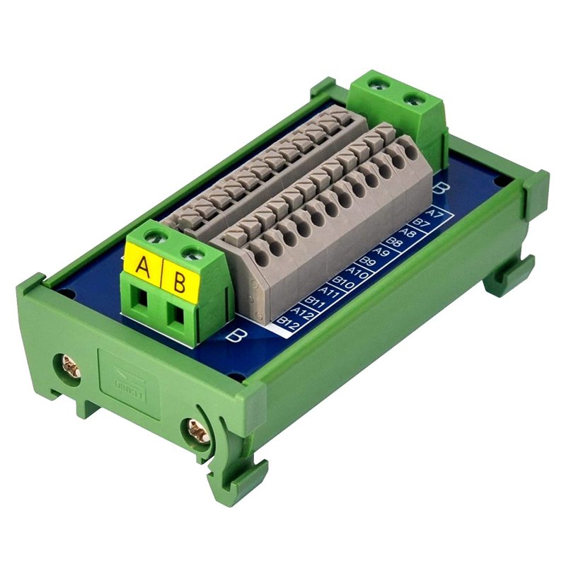 DIN Rail Mount 16Amp AC/DC 2x12 Position Terminal Block Distribution Module