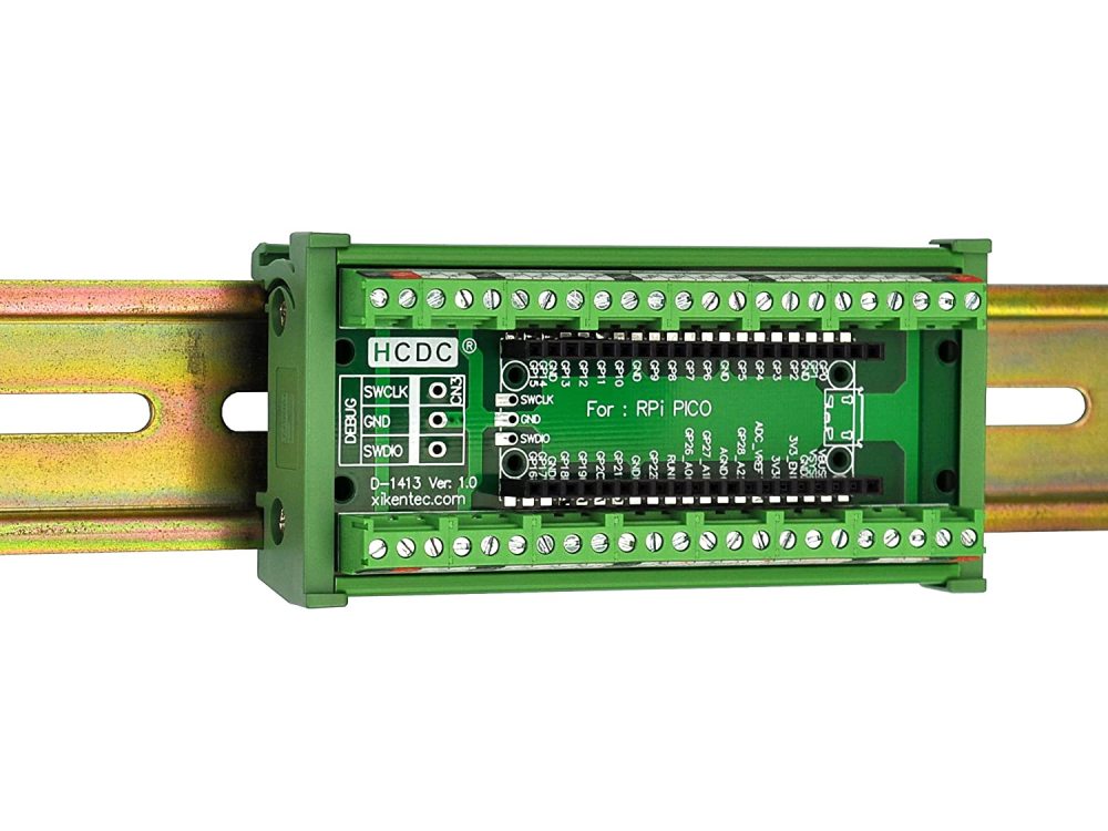 Terminal Block Breakout Module for Raspberry Pi Pico (DIN Rail Mount)