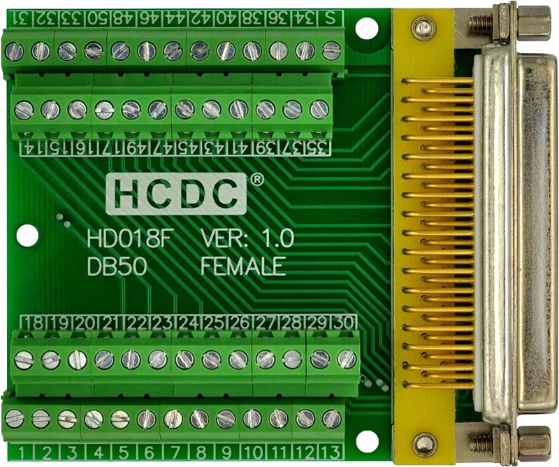 Slim Right Angle D-SUB Header Breakout Board Terminal Block DSUB Connector Module (DB50 Female)