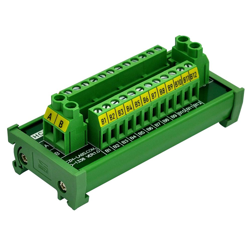 30Amp/300V 2x12 Position Terminal Block Distribution Module (DIN Rail Mount)