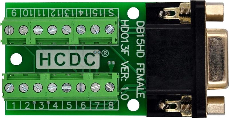 Slim Right Angle D-SUB Header Breakout Board Terminal Block DSUB Connector Module (DB15HD Female)