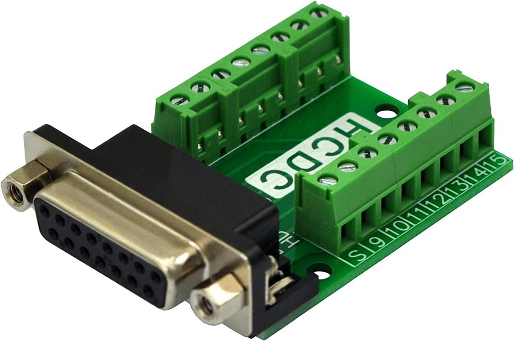 Slim Right Angle D-SUB Header Breakout Board Terminal Block DSUB Connector Module (DB15 Female)